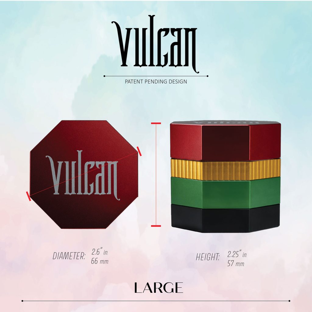 Vulcan 66mm Fully Magnetic 4pc Herb Grinder Rasta Octodabz