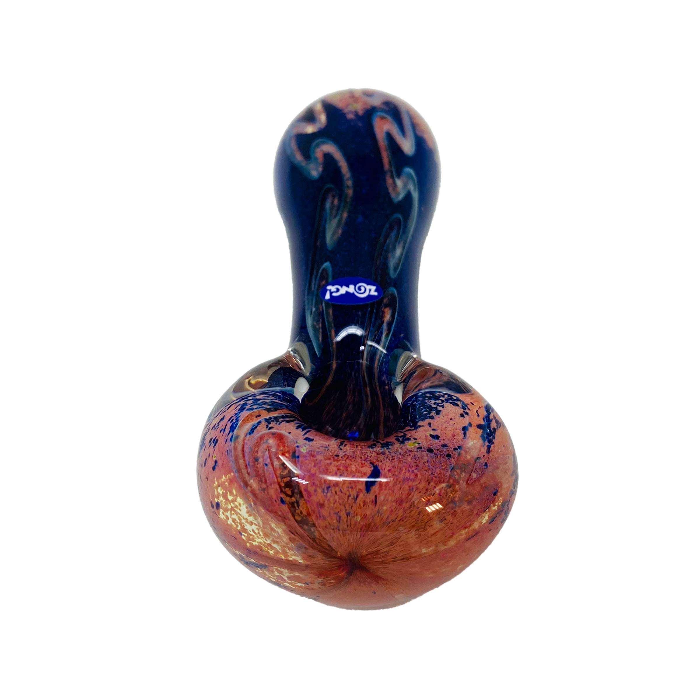 ZONG Hand Blown Glass Tobacco Pipe-US Made, Pink with Dichro (164g